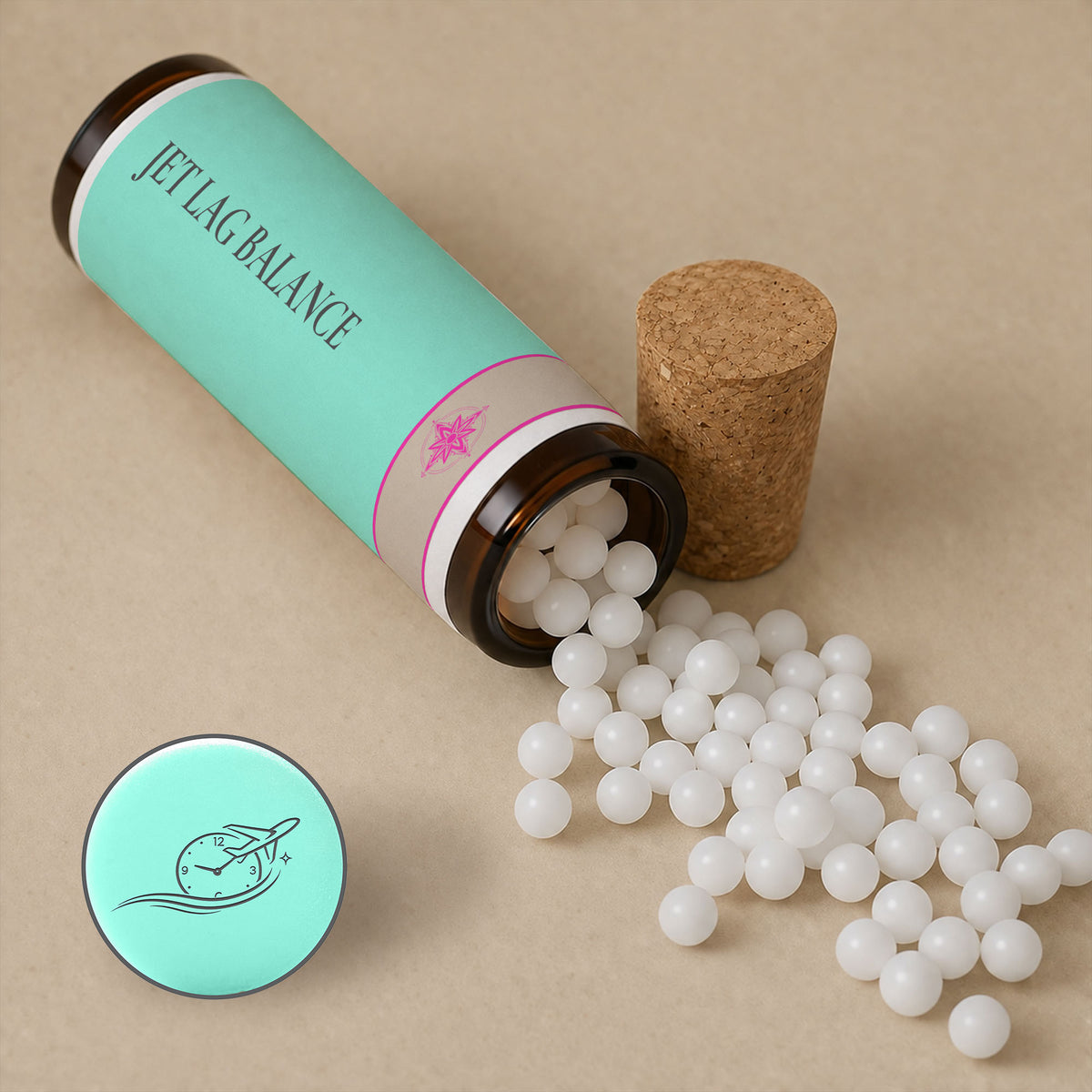 Jet Lag Balance pellets for long-haul flights and time-zone changes, from the Nomad Secrets pocket collection
